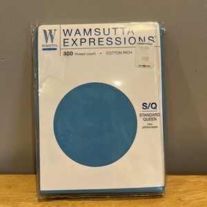 Wamsutta‎ Peacock BLUE Standard Queen Size Pillowcases  Expressions 300TC NIP